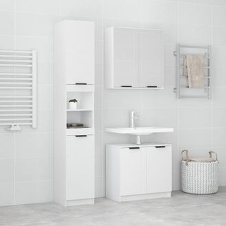 vidaXL Set De Muebles De Ba&ntilde;o 3 Piezas Madera Contrachapada Blanco Vidaxl