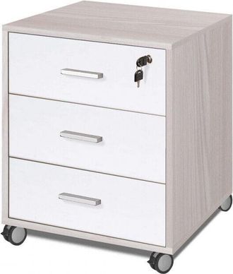 OEM C&oacute;moda De Oficina De Tres Cajones Con Ruedas Olmo Blanco 50x41x H70 Cm