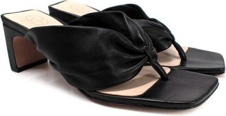 Porte & Paire Black Leather Mules Size 36