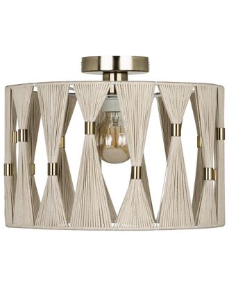 Eglo Eglo Macclenny 1 Light Ceiling Light Brushed Brass Finish, Beige Shade With Brushed Brass Accents