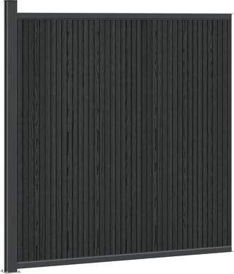 vidaXL Panel De Valla Wpc Y Aluminio Negro Vidaxl