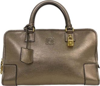 Loewe Amazona Bag Leather Gold Leather Handbag (Pre-Owned)