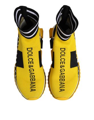 Dolce & Gabbana Womens Yellow Black Sorrento Socks Sneakers Shoes Polyester Viscose