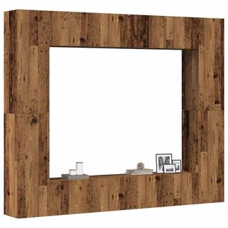 Berkfield Home Wall Mounted TV cabinets 8 pcs Old Wood Engineered Wood in Brown