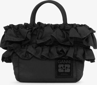 Ganni Black Mini Ruffle Tote