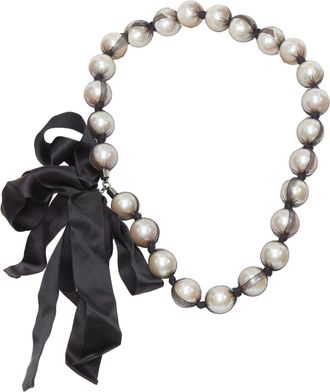 Lanvin pearl ribbon princess necklace