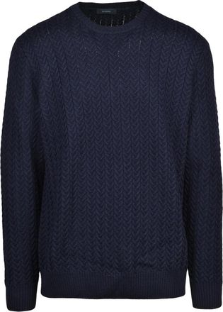 Zanone Maglione Girocollo - Heren - Ronde hals truien - Blauw - 2XL - Wol - Truien & Vesten