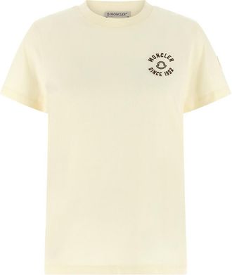 Moncler Beige Crew Neck Logo T-Shirt