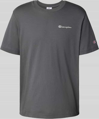 Champion T-Shirt mit Logo-Stitchings und Rundhalsausschnitt in Anthrazit, Größe XXL