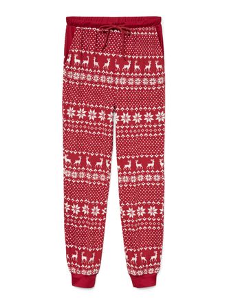 Vero Moda Schlafhose VERO MODA VMCHRIS NW PANTS JRS XMAS, Damen, Gr. XS (34), N-Gr, karanda rot aop:snow wei&szlig; xmas, Jersey, Obermaterial: 95% Polyester, 5% Elas