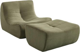 Sweeek Sill&oacute;n envasado al vac&iacute;o de terciopelo de pana fina con reposapi&eacute;s