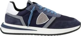 Philippe Model Blauwe lage sneakers met 3D-inzetstuk - Heren - Sneakers - Blauw - 40 EU - Leer - Schoenen