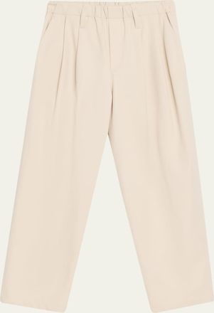 Brunello Cucinelli Pleated Twill Wide-Leg Pull-On Pants