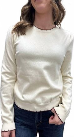 Merci Sweater With Edge Detailing Pullover In Ivory/wine