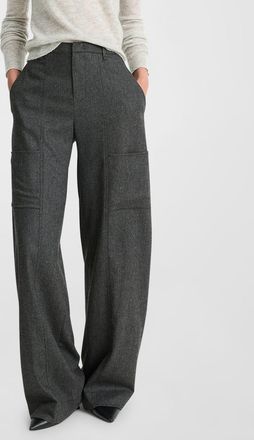 Vince Wide-Leg Brushed Flannel Utility Pants
