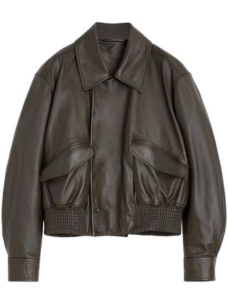 Christophe Lemaire Leren bomberjack - Bruin
