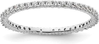 Diamond2Deal 14k White Gold Polished Shared Prong 1/2 Ct Diamond Eternity Band Ring
