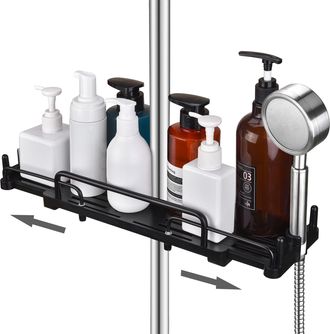 OEM Estante De Ducha Telesc&oacute;pico, Sin Taladros, 32-48 Cm, Para Ba&ntilde;o, Para Barra De Ducha De 18-25 Mm (negro)