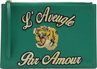 Gucci Green Leather Clutch Bag (Pre-Owned)