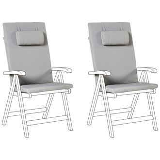 Beliani Conjunto De 2 Cojines Para Silla De Jard&iacute;n Asiento Y Respaldo Acolchado Con Reposacabezas Gris Claro Java/amantea Premium