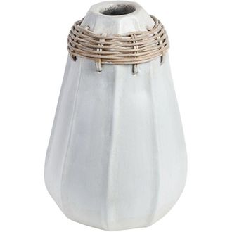 Beliani Beliani - Jarr&oacute;n De Terracota Blanco Beige 30 Cm Natural Flores Artificiales Kampar