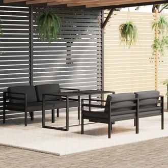 vidaXL Set Muebles De Jard&iacute;n 5 Pzas Y Cojines Aluminio Gris Antracita Vidaxl