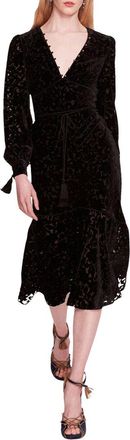Marchesa Velvet Burnout Midi Dress