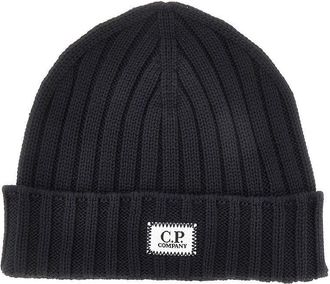 C.P. Company Knitted beanie hat with logo patch Man One Size