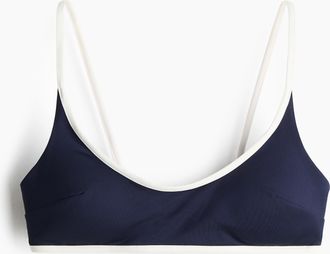 H&M Wattiertes Bikinitop - Marineblau