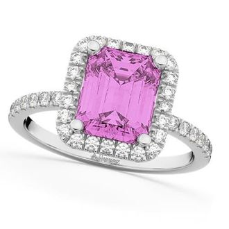 Allurez Lab Pink Sapphire & Lab Diamond Engagement Ring 14k in 3.32Ct/white Gold at Nordstrom, Size 6.5