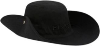 Pinko Katoenen Hoed met Logo op de Voorkant - Dames - Hoeden - Zwart - ONE Size - Katoen - Accessoires