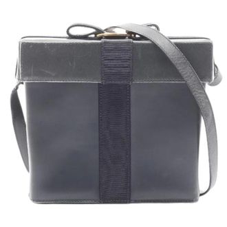 Ferragamo Pre-owned Cross Body Bags, female, Blue, Size: ONE SIZE Pre-owned Vara Ribbon Leather Shoulder Bag