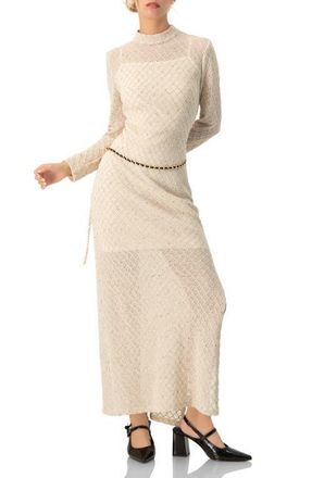 Ivonne High Neck Knitted Long Dress in Natural at Nordstrom, Size 10