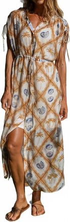 Tribal Flowy Coverup Maxi Dress In Seascape