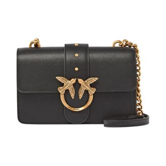 Pinko Cross Body Bags, female, Black, Size: ONE SIZE Stylish Outer Fabric Lining Jacket