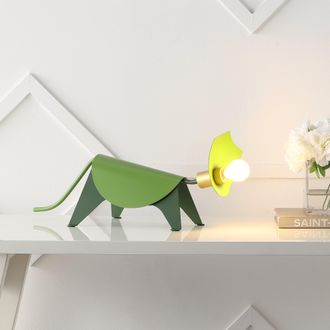 Jonathan Y Designs Gretchen 7.5 Modern Industrial Iron Triceratops LED Kids Lamp, Green