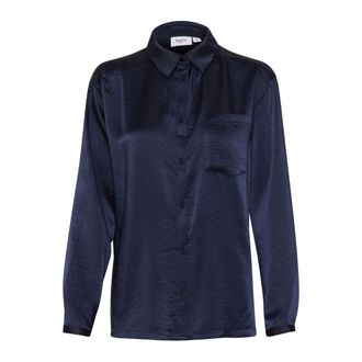 Saint Tropez Nachtelijke Hemel Oversized Overhemdblouse - Dames - Blouses & Shirts - Blauw - Maat: M Poliester
