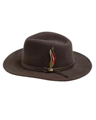 Dorfman Pacific Mens Crushable Felt Outback Hat In Chocolate