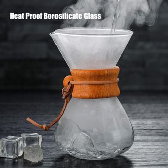 OEM Cafetera Manual De Filtro De 400 Ml (14 Oz) Con Jarra De Vidrio Sin Papel, Filtro De Acero Inoxidable Y Estuche De Madera