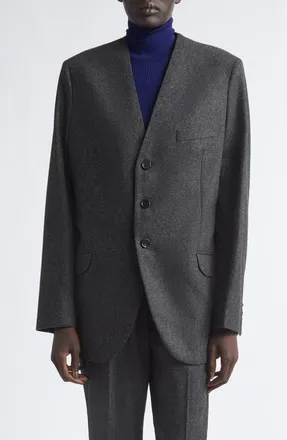 Jil Sander Fitted Long Wool Blazer in Storm Grey at Nordstrom, Size 38