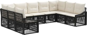 vidaXL Conjunto De Sof&aacute;s De Jard&iacute;n 9 Uds. Negro Rat&aacute;n Sint&eacute;tico Vidaxl