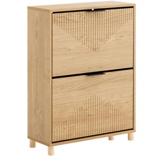 SoBuy SoBuy FSR200-II-N, Scarpiera Salvaspazio Slim - Mobile Ingresso Moderno con Ante Ribaltabili, Scarpiere Moderne in Legno Chiaro per 8 Paia Scarpe