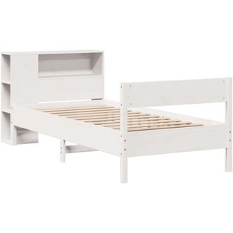 vidaXL Cama Con Estanter&iacute;a Sin Colch&oacute;n Madera Maciza Blanca 75x190 Cm Vidaxl