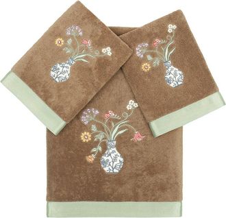 Linum Home Textiles 100% Turkish Cotton Stella 3Pc Embellished Towel Set