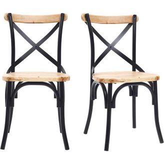 Miliboo Miliboo - Set di 2 sedie industriali in metallo nero e legno jake