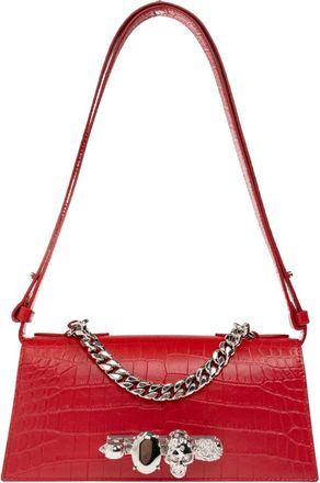 Alexander McQueen Leren Mini Tas met Juwelen - Dames - Schoudertassen - Rood - ONE Size - Leer - Tassen