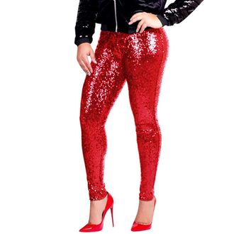 Generic Women Sequin Leggings Elasticated High Waist Glitter Leggings Plus Size Tummy Control Butt Lifting Sparkly Legging Ladies Stretch Skinny Sexy Yoga Pan