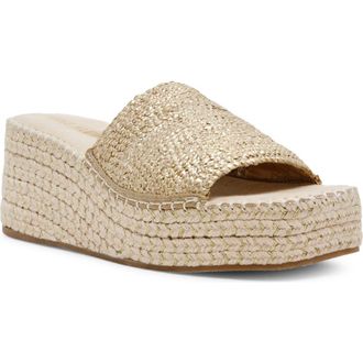Anne Klein Cruz Platform Wedge Sandal in Light Gold at Nordstrom, Size 7