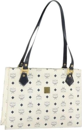 MCM Pre-owned Tote Bags, female, White, Size: ONE SIZE Pre-owned Leather Tote Bag