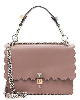 Fendi Pink Calfskin Studded Kan I Medium Shoulder Bag (Authentic Pre-Loved)
